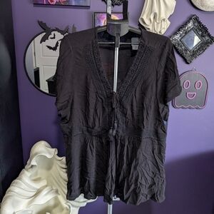 Torrid Elegant Black Crochet Blouse